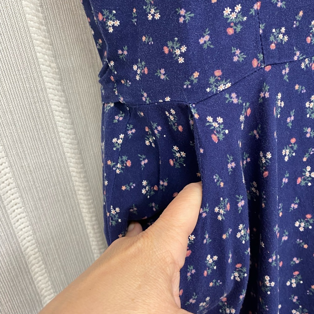 Gunne Sax Midnight Blue Floral with Lace Trim Dress Size S - Vintage EUC RARE - Picture 8 of 16